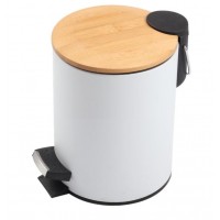 Hot Sale 3L 5L Bamboo Lid Stainless Steel Pedal Trash Can In Kitchen Waste Bin