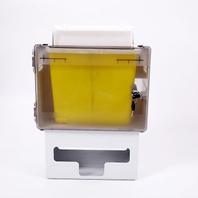 5qt Plastic Locking Wall Mounted Cabinet With Key Lock And Gloves Box For Sharps Container