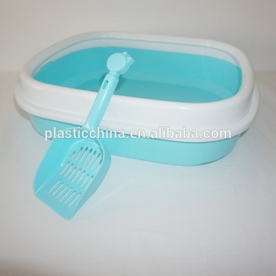 Top quality square plastic cat litter box with poop scoop