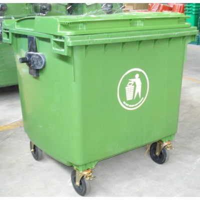 EN-840 Certificate 1100 Liter Plastic Heavy Duty  Outdoor Waste Bin with lip  and rubber wheels