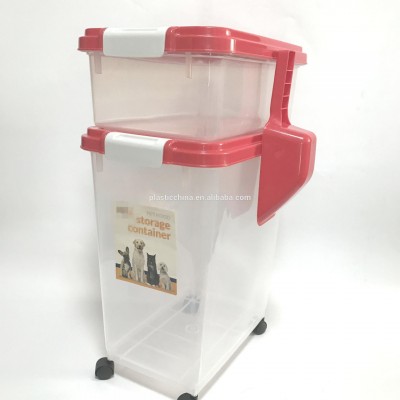 10liter & 30 liter BPA free plastic airtight dog food storage containers with  scoop and wheels