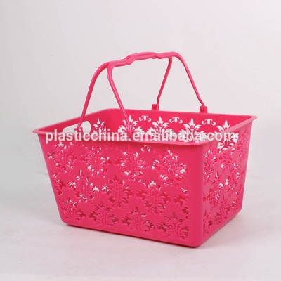 New product household plastic red baskets with handle