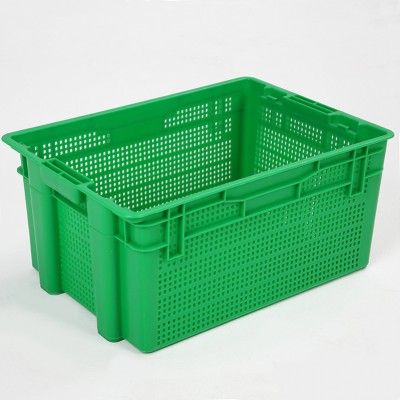 Square Fruit Box Vegetable Shipping Stackable Plastic Bins Mushroom Crate For Meat Moving Container