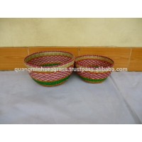 Round seagrass food bowl, fruit bowl, nice design , kitchen basket, food tray, cheap price made in Vietnam set of 2